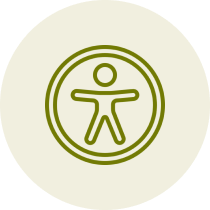 Accessibility icon in green on white background.