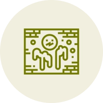 Smiley face with abstract geometric design.