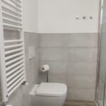 Bathroom with toilet, bidet, and shower.