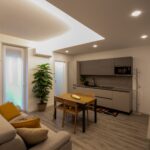 Modern open-plan kitchen and living area.