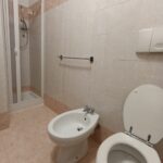 Bathroom with toilet, bidet, and shower.